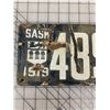 Image 2 : 1919 PORCELAIN SASKATCHEWAN LICENCE PLATE