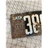 Image 2 : 1919 PORCELAIN SASKATCHEWAN LICENCE PLATE WITH 1921 TAG