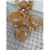 Image 3 : VINTAGE MARIGOLD CARNIVAL GLASS IRIS AND  HERRING BONE CANDLE HOLDER CREAM SUGAR