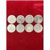 Image 1 : LOT OF 8 50 CENT CANADIAN HALF DOLLAR SILVER COINS