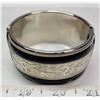 Image 2 : Silver Tone & Black Hinged Bangle and Silverplate Floral Engraved Bangle