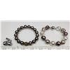 Image 1 : 2 Large Faux Pearl Bracelets & Greytone Pierced Faux Pearl Earrings
