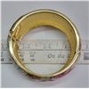 Image 4 : Pink Floral Goldtone Metal Hinged Bangle