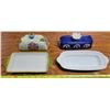 Image 2 : Lot of Kitchen Items; Wood Underplates, Covered Butter Dishes, Handpainted Glass Jar&Lid, Butter War