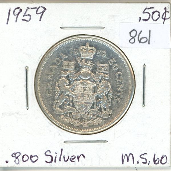 Canada 1959 Half-Dollar M.S.60 .800 Silver