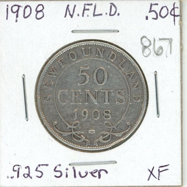 Newfoundland 1908 Half-Dollar XF .925 Silver