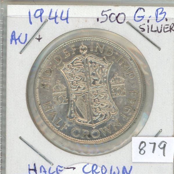 Great Britain 1944 Half-Crown .500 Silver A.U.+