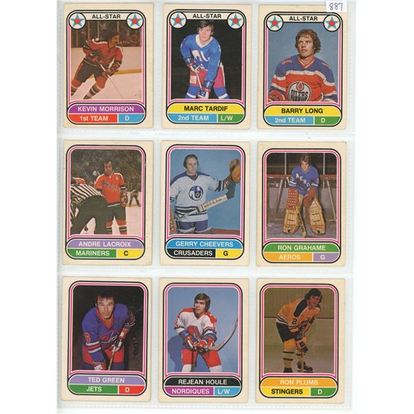 9 WHA Hockey Cards 1975-76 Cheevers, Houle, Tardif, Etc.