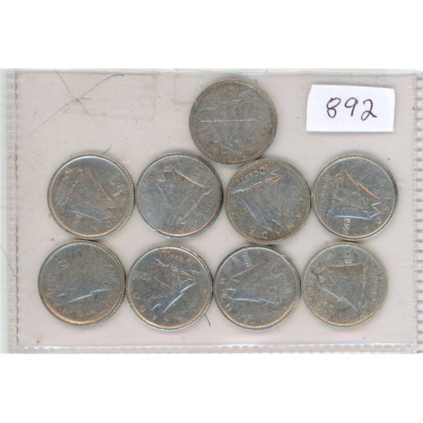 Canada 1939/49 9 Dimes .800 Silver