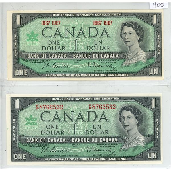 Canada Centennial 1967 Serial and No Serial Notes Mint Condition