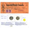 Image 1 : Imperial Bank of Canada Cheque Receipt and 2012 "HMS Shannon" Toonie, 2022 "Oscar Peterson" Color Lo