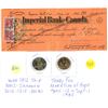 Image 1 : Imperial Bank of Canada Cheque Receipt and 2012 "HMS Shannon" Toonie, 1980 "Terry Fox" Loonie