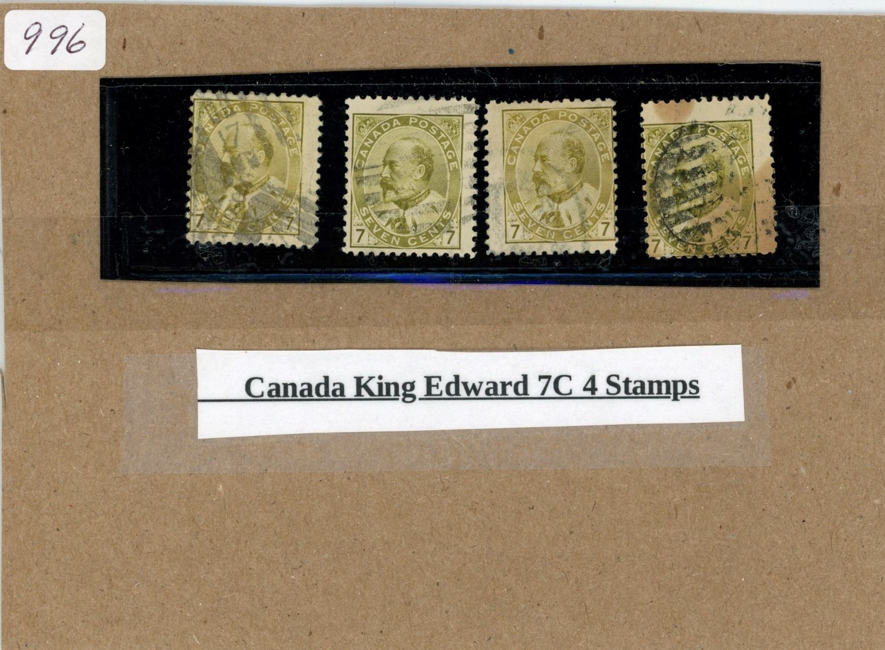 Canada King Edward 7c 4 Stamps