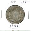 Image 1 : 1940 Canadian Silver 50 cent Coin - King George VI