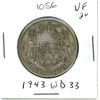 Image 1 : 1943 WD33 Canadian Silver 50 cent Coin - King George VI