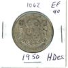 Image 1 : 1950 Half Des. Canadian Silver 50 cent Coin - King George VI
