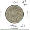 Image 1 : 1952 WD Canadian Silver 50 cent Coin - King George VI