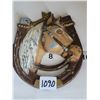 Image 2 : Cast iron horse, double coat hook & metal good luck horseshoe.