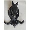 Image 4 : Cast iron horse, double coat hook & metal good luck horseshoe.
