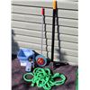 Image 1 : Lawn & garden tools. Fiskars weeder, seeders & a fertilizer sprayer.