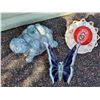 Image 1 : Handmade fence flower, stained glass butterfly & turtle sprinkler.
