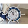 Image 2 : Cottage decor ship's wheel clock & life saver.