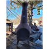 Image 8 : Cast Iron Chiminea grape outdoor fireplace.