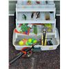 Image 1 : Large tackle & contents. Rapala, variety of lures & accessories. Includes Teho 2 Bumerang rod.(Finla