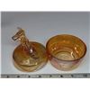 Image 3 : Jeanette Scottie Dag Marigold Carnival glass candy dish 6" tall