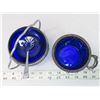 Image 2 : 2 blue and silver condiment dishes &  1 spoon