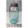 Image 1 : Vintage 1909-14 BALL Aqua Glass Mason Jar - Zinc Lid/seal patent 1858