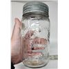 Image 5 : CROWN Mason Jar Zinc lid heavy glass inset raised crown design 1950's
