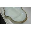 Image 2 : FireKing milk glass divider server - gold rim