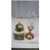Image 1 : brass desk bell and copper candle holder