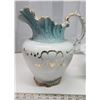 Image 2 : Large porcelain pitcher - 12"H & Large porcelain wash basin - 16"W