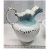 Image 3 : Large porcelain pitcher - 12"H & Large porcelain wash basin - 16"W
