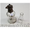 Image 6 : black and gold lantern & glass perfume oil lamp, with chimney