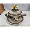 Image 1 : Capodimonte soup tureen - great condition, small chip on lid flower