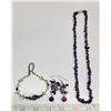 Image 1 : Amethyst Jewelry Earrings, Necklace and Bracelet
