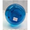 Image 5 : Hand-Blown Vintage Blue Glass Decanter/Vase From Enesco, Italy – has original sticker – 15 inch – Gl