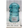 Image 1 : Really Old Aqua Blue “Dominion” Glass Insulator – Glows Yellow Green