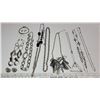 Image 1 : Silver Tone Jewelry – 6 Necklaces, 1 Bracelet, 6 Pair Pierced Earrings
