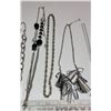 Image 3 : Silver Tone Jewelry – 6 Necklaces, 1 Bracelet, 6 Pair Pierced Earrings
