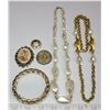 Image 1 : 6 Pieces Gold Tone, 1 “Butler” Bracelet, 1 “Anson” Brooch, 1 Made in “West Germany” Scarf Clip