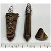 Image 1 : 2 Tiger Eye Stone Pendants and 1 Pocket Stone