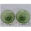 Image 4 : 2 Green Depression glass candle holders + 2 taper candle sticks