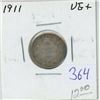 Image 1 : 1911 Canadian Silver 10 Cents. The first Silver 10 Cents minted for King George V. VG-10.