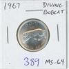 Image 1 : 1967 Diving Bobcat Silver 25 Cents. Rotated Die. MS-64. Scarce. Nice.