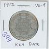 1912 Canadian Silver 50 Cents. Mintage of 285,867. VG-8