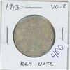 Image 1 : 1913 Canadian Silver 50 Cents. Mintage of 265,889. VG-8.